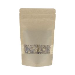 Standbodenbeutel Kraftpapier mit Fenster - braun - 190x265+{55+55} mm (1,3-1,4lt)