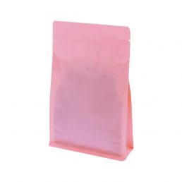  Flachboden-Kaffeebeutel mit Zip-verschluss - matt rosa (100% recycelbar)