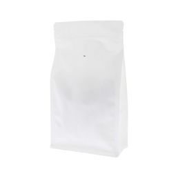 Flachboden-Kaffeebeutel mit Zip-verschluss - matt weiss (100% recycelbar)