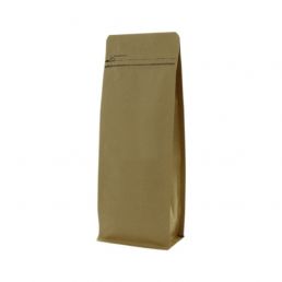 Flachbodenbeutel Kraftpapier mit Frontreissverschluss - braun