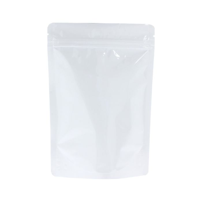 Standbodenbeutel - glanzend weiss - 110x170+{35+35} mm (200-225ml)