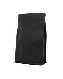 Flachboden-Kaffeebeutel mit Zip-verschluss - matt schwarz - 500 gr (150x255+{40+40} mm)