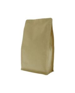 Brauner Kraftpapier Flachbodenbeutel mit Frontzipper.