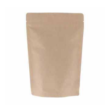 Brauner 2-lagiger aluminiumfreier Kraftpapier-doypack Standbodenbeutel mit Einreißkerbe.