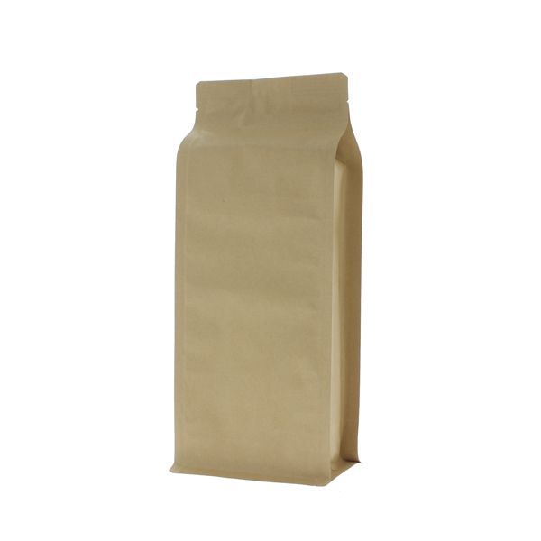 Flachbodenbeutel Kraftpapier - braun - 95x230+{35+35} mm (900ml)