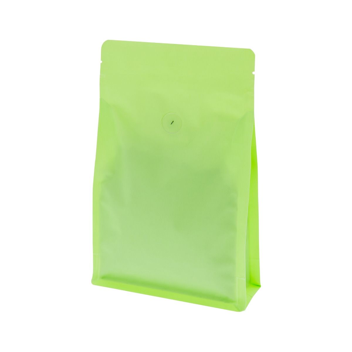 Flachboden-Kaffeebeutel mit Zip-verschluss - matt grün (100% recycelbar)