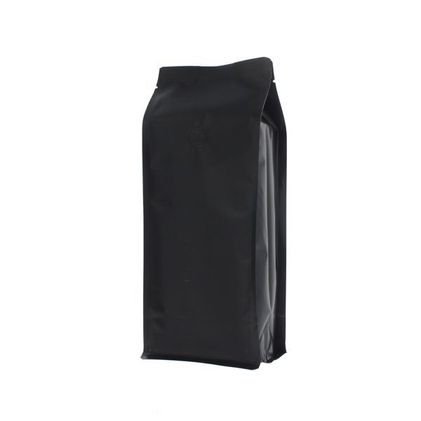 Flachboden-Kaffeebeutel - matt schwarz - 110 gr (95x185+{30+30} mm)