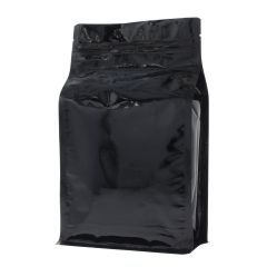 Flachbodenbeutel mit Zip-verschluss - glanzend schwarz - 150x255+{40+40} mm (1,5lt)