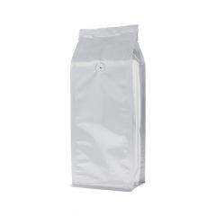 Flachboden-Kaffeebeutel - matt silber - 1 kg (140x350+{47,5+47,5} mm)