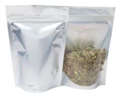 Standbodenbeutel - durchsichtig / matt silber - 130x210+{40+40} mm (450-500ml)