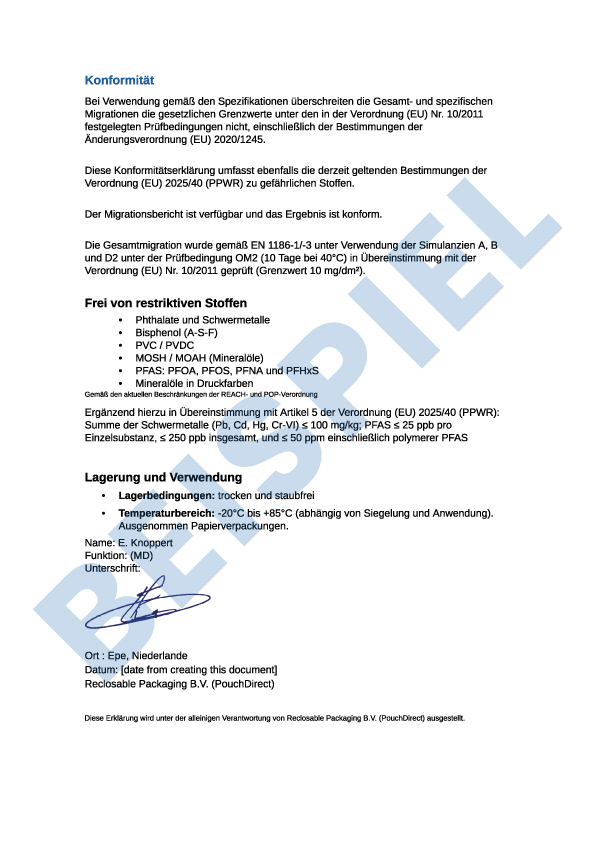 Konformitätserklärung (DoC)